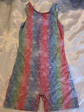 Girls Rainbow Mermaid Swimsuit One Piece Size 6-7Y